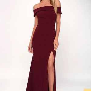 Off-the-Shoulder Maxi Dress - Aveline Burgundy